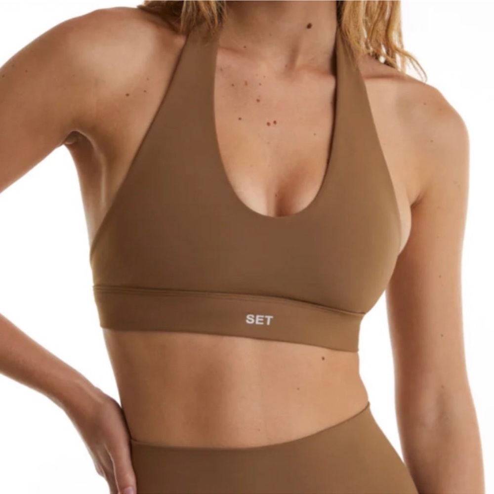 brown Set Active halter bra - Picture 3 of 3